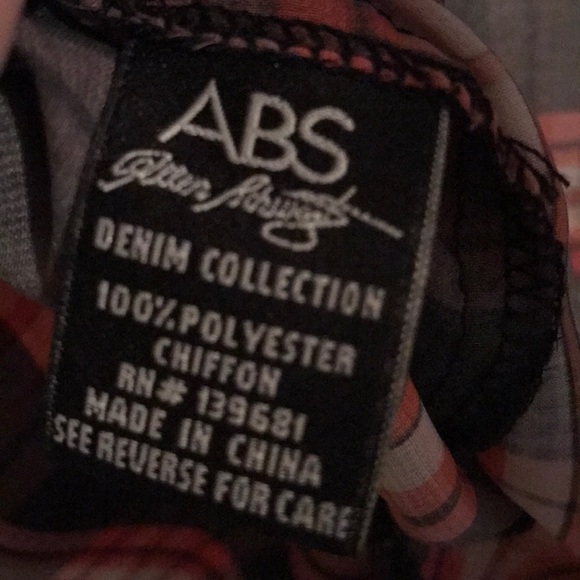 ABS sheer plaid button down blouse - Picture 3 of 3